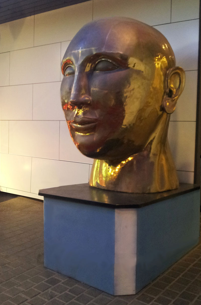 Bronze bust at the Android Cafe in Akasaka - July 29, 2014