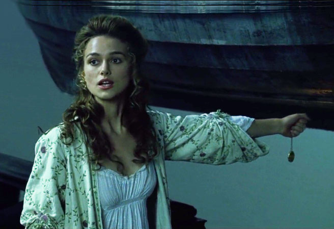 Elizabeth Swann threatens to drop the medallion