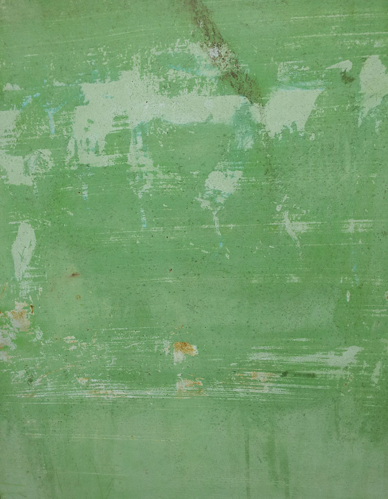 Green metal panel with scratches - Dec. 31, 2013